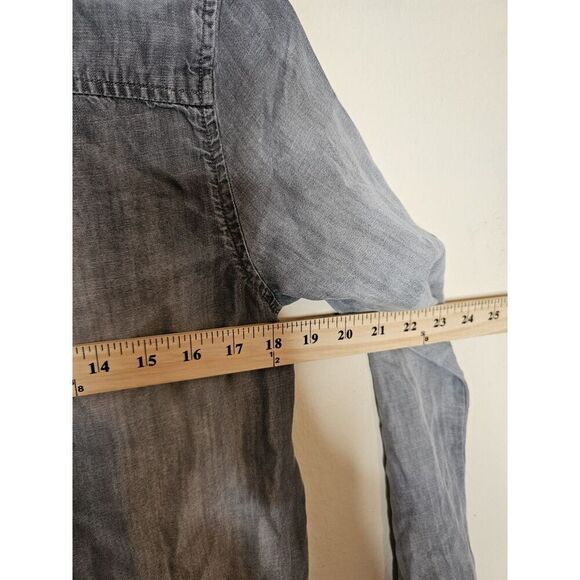 Cloth and Stone Anthropologie Small Chambray Gray Tencel Top Lace Up Back - Picture 6 of 7